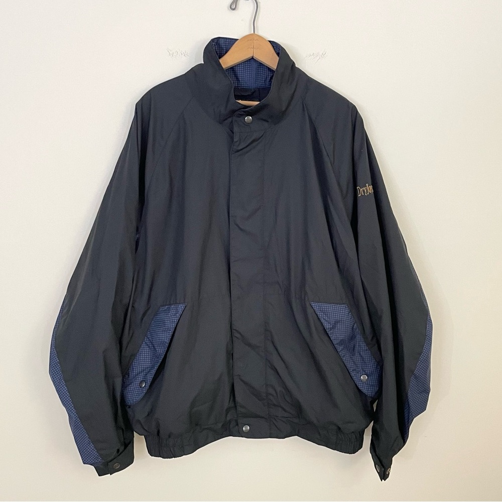 Dryjoys by footjoy zip up windbreaker black blue men’s XL lined golf jacket coat